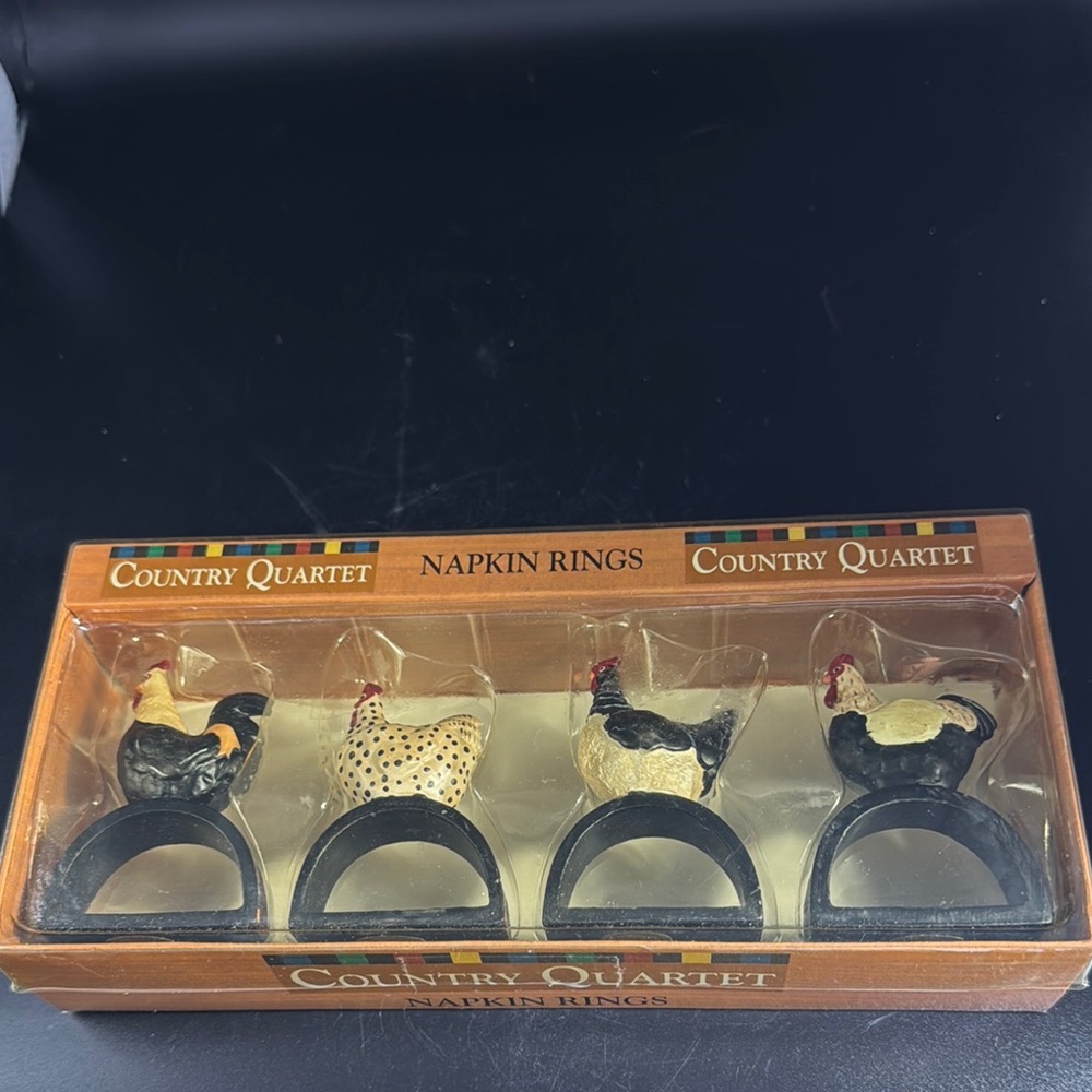 Country Wuartet Chicken Napkin Rings by Warren Kimble